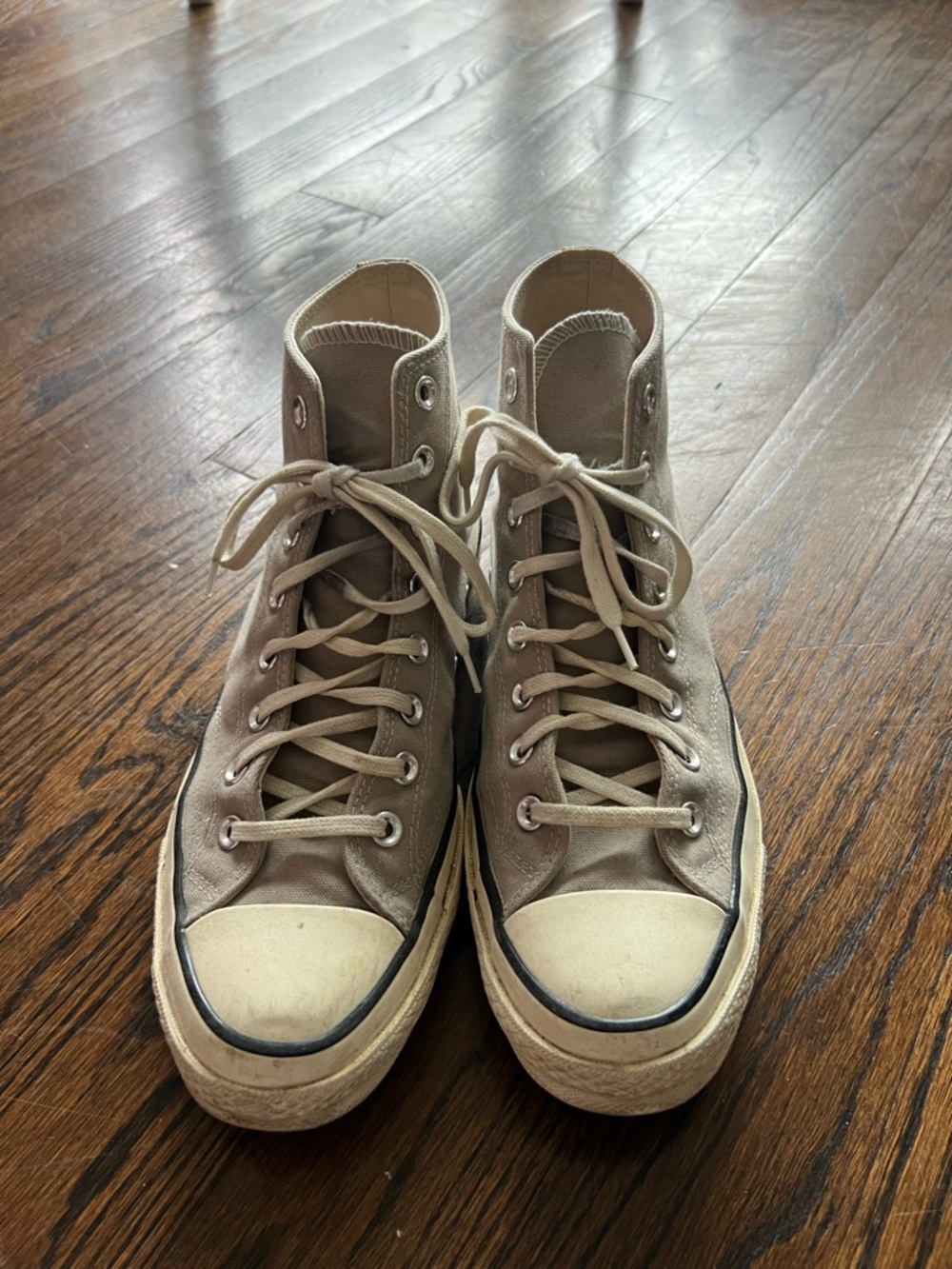 Converse High-Top Canvas Sneakers in Beige and Cream